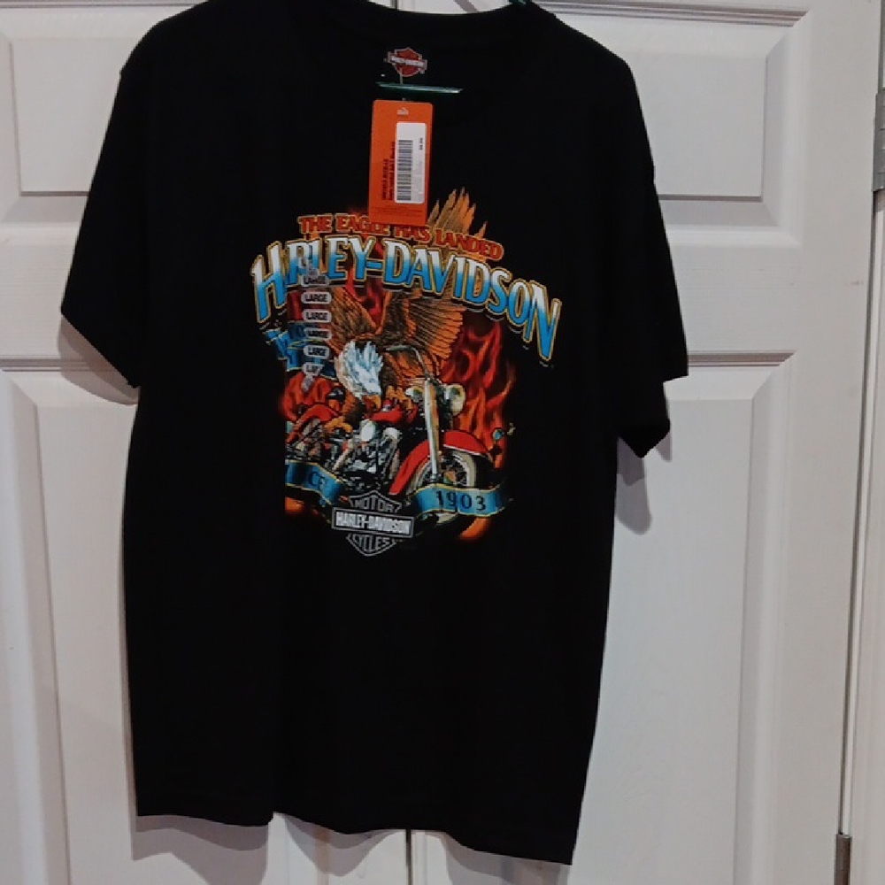 Harley-Davidson Black and Red Graphic Tees